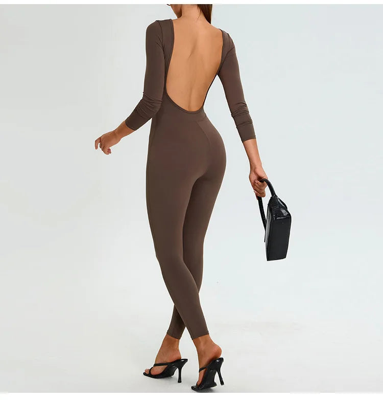 Fitness Rompers Gym Set Women Training Yoga Suit Sportswear Women Sports Jumpsuit Long Sleeved Stretch Push Up Workout Bodysuits
