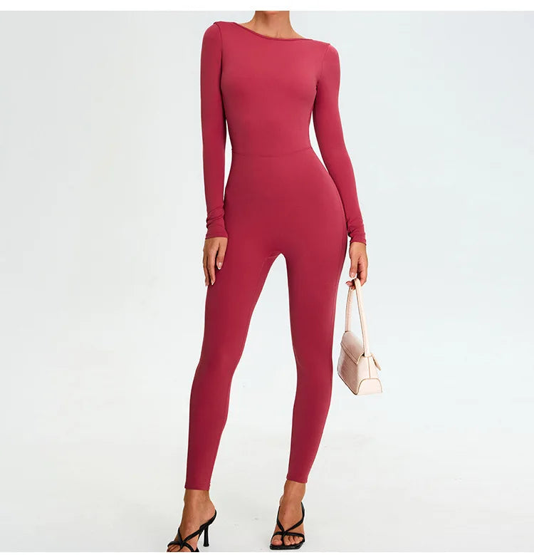 Fitness Rompers Gym Set Women Training Yoga Suit Sportswear Women Sports Jumpsuit Long Sleeved Stretch Push Up Workout Bodysuits