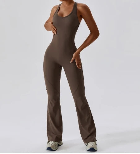 Dance exercise fitness suit, hip lifting and abdominal tightening, micro flared one-piece yoga suit