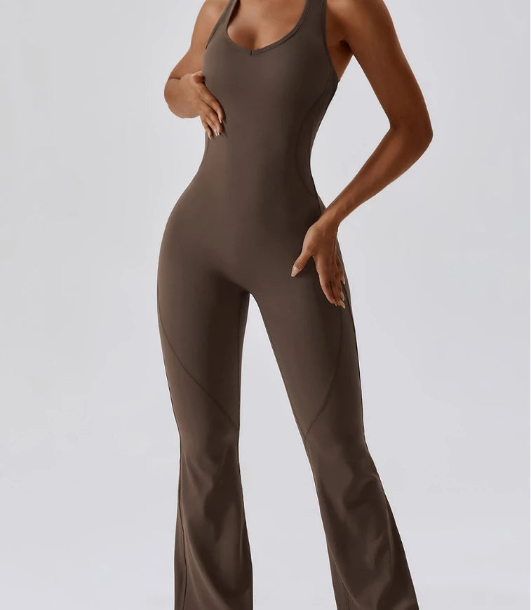 Dance exercise fitness suit, hip lifting and abdominal tightening, micro flared one-piece yoga suit