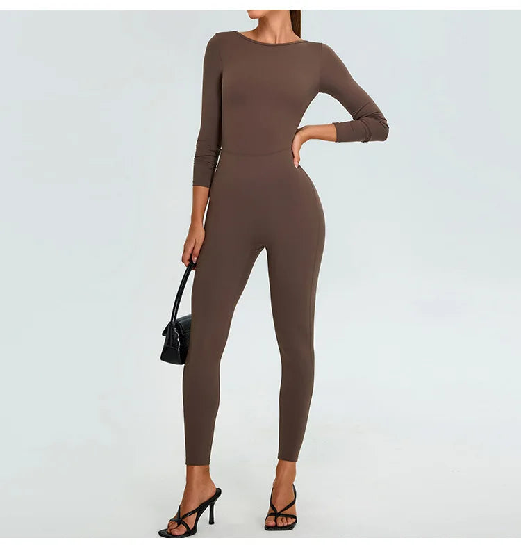 Fitness Rompers Gym Set Women Training Yoga Suit Sportswear Women Sports Jumpsuit Long Sleeved Stretch Push Up Workout Bodysuits