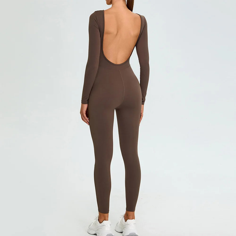 Fitness Rompers Gym Set Women Training Yoga Suit Sportswear Women Sports Jumpsuit Long Sleeved Stretch Push Up Workout Bodysuits