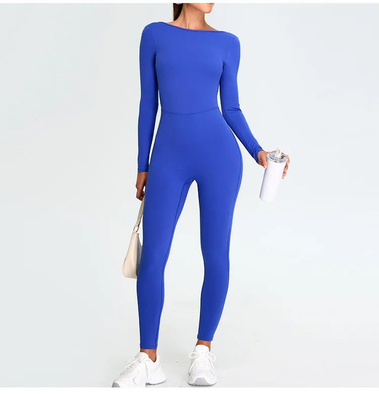 Fitness Rompers Gym Set Women Training Yoga Suit Sportswear Women Sports Jumpsuit Long Sleeved Stretch Push Up Workout Bodysuits