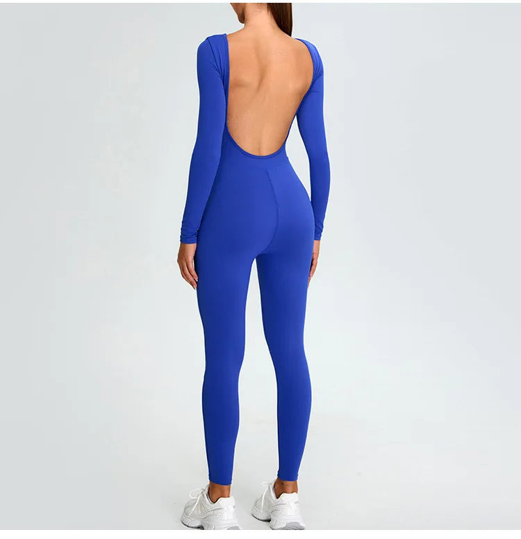 Fitness Rompers Gym Set Women Training Yoga Suit Sportswear Women Sports Jumpsuit Long Sleeved Stretch Push Up Workout Bodysuits