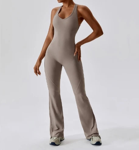 Dance exercise fitness suit, hip lifting and abdominal tightening, micro flared one-piece yoga suit