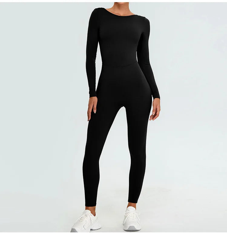 Fitness Rompers Gym Set Women Training Yoga Suit Sportswear Women Sports Jumpsuit Long Sleeved Stretch Push Up Workout Bodysuits