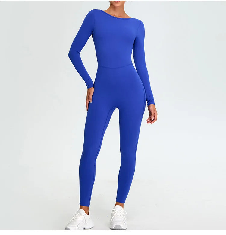 Fitness Rompers Gym Set Women Training Yoga Suit Sportswear Women Sports Jumpsuit Long Sleeved Stretch Push Up Workout Bodysuits