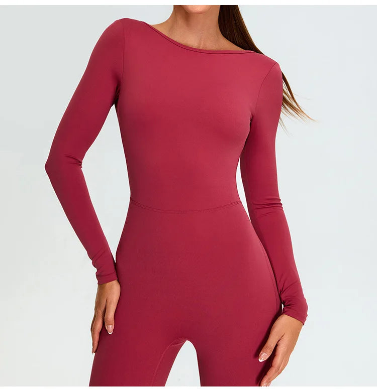 Fitness Rompers Gym Set Women Training Yoga Suit Sportswear Women Sports Jumpsuit Long Sleeved Stretch Push Up Workout Bodysuits