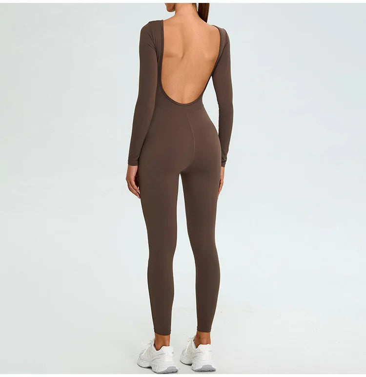 Fitness Rompers Gym Set Women Training Yoga Suit Sportswear Women Sports Jumpsuit Long Sleeved Stretch Push Up Workout Bodysuits