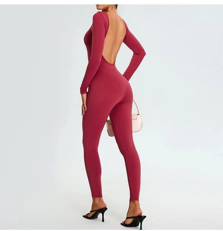 Fitness Rompers Gym Set Women Training Yoga Suit Sportswear Women Sports Jumpsuit Long Sleeved Stretch Push Up Workout Bodysuits