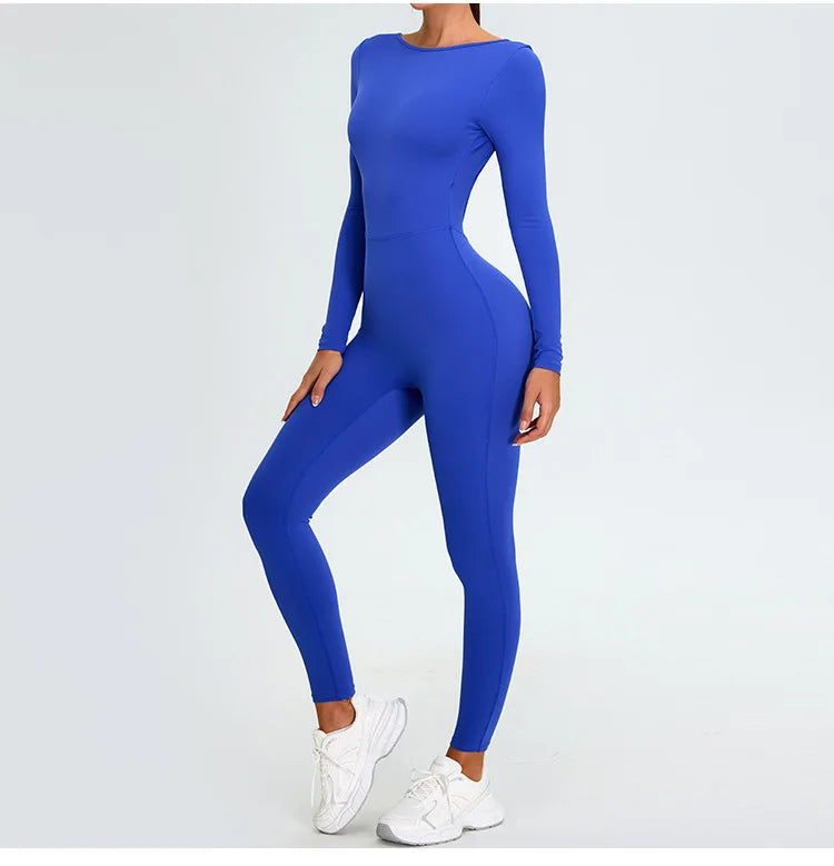 Fitness Rompers Gym Set Women Training Yoga Suit Sportswear Women Sports Jumpsuit Long Sleeved Stretch Push Up Workout Bodysuits