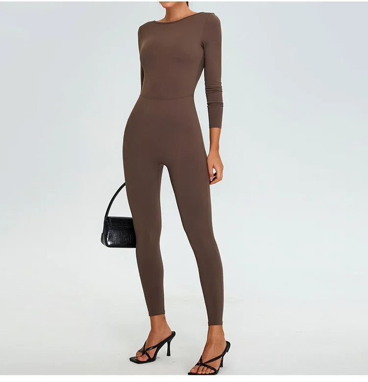 Fitness Rompers Gym Set Women Training Yoga Suit Sportswear Women Sports Jumpsuit Long Sleeved Stretch Push Up Workout Bodysuits