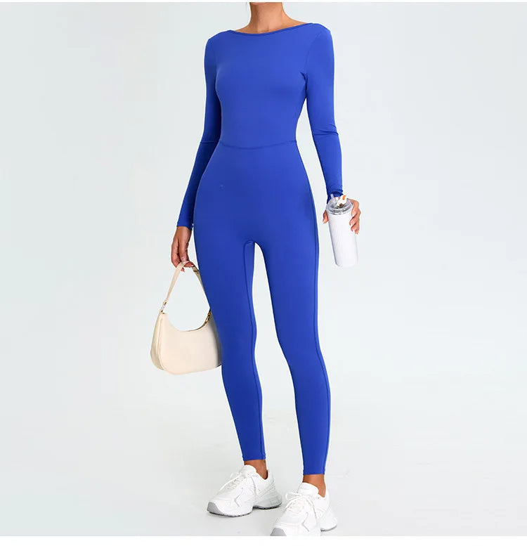Fitness Rompers Gym Set Women Training Yoga Suit Sportswear Women Sports Jumpsuit Long Sleeved Stretch Push Up Workout Bodysuits