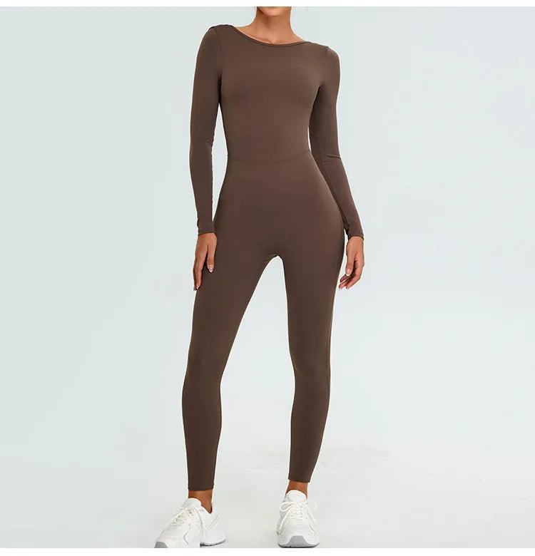 Fitness Rompers Gym Set Women Training Yoga Suit Sportswear Women Sports Jumpsuit Long Sleeved Stretch Push Up Workout Bodysuits