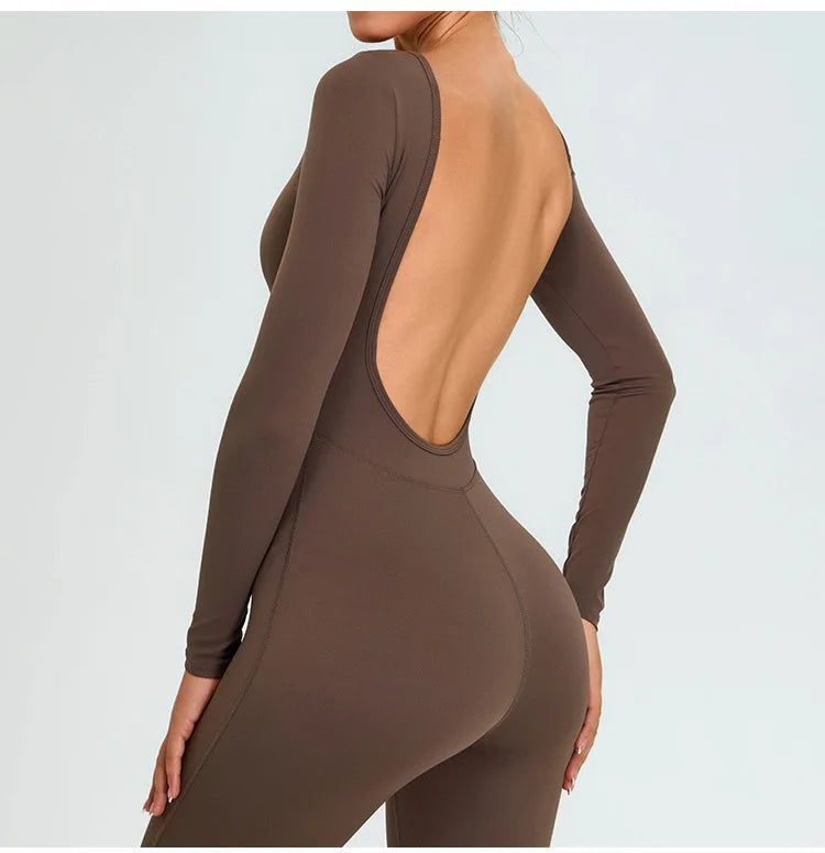 Fitness Rompers Gym Set Women Training Yoga Suit Sportswear Women Sports Jumpsuit Long Sleeved Stretch Push Up Workout Bodysuits