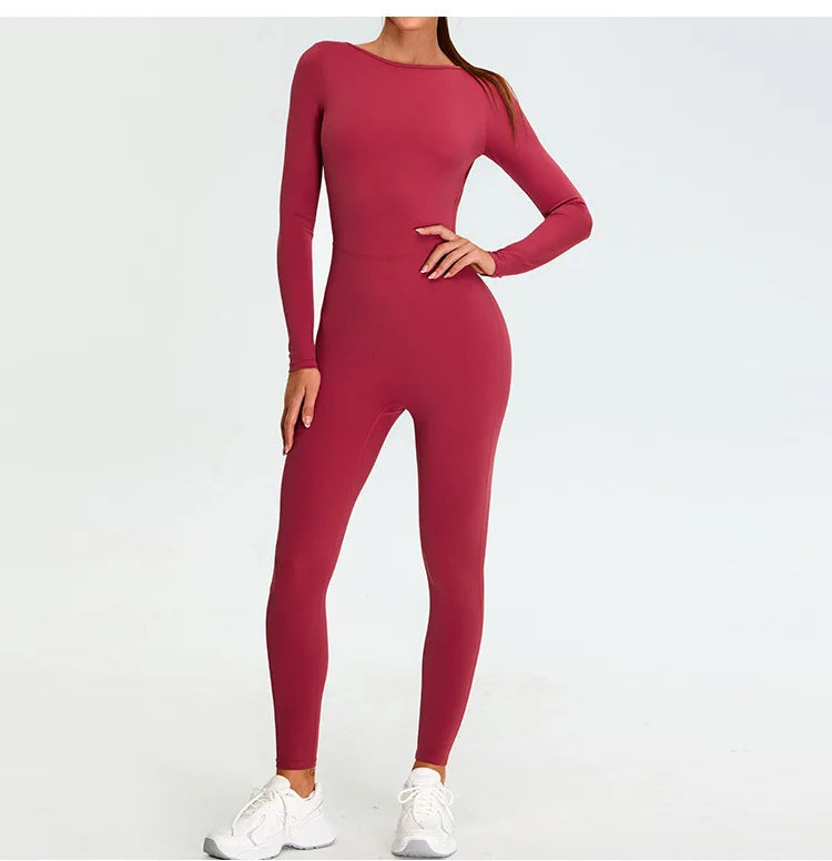 Fitness Rompers Gym Set Women Training Yoga Suit Sportswear Women Sports Jumpsuit Long Sleeved Stretch Push Up Workout Bodysuits