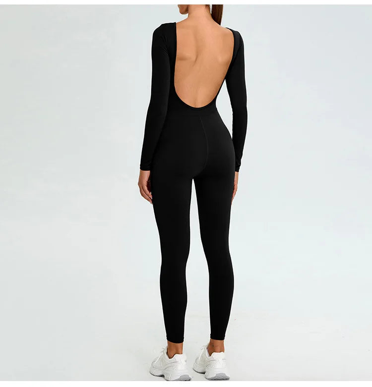 Fitness Rompers Gym Set Women Training Yoga Suit Sportswear Women Sports Jumpsuit Long Sleeved Stretch Push Up Workout Bodysuits