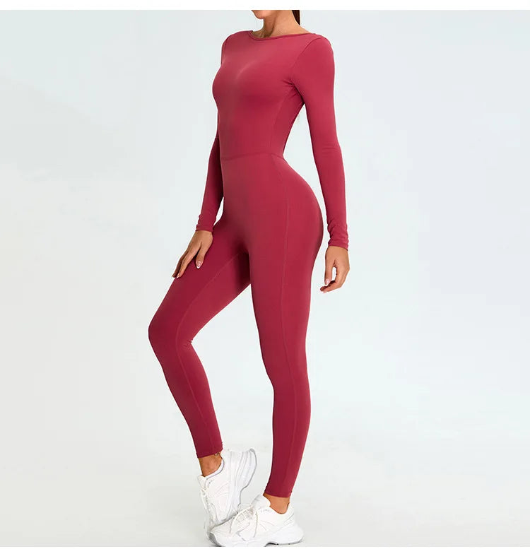 Fitness Rompers Gym Set Women Training Yoga Suit Sportswear Women Sports Jumpsuit Long Sleeved Stretch Push Up Workout Bodysuits