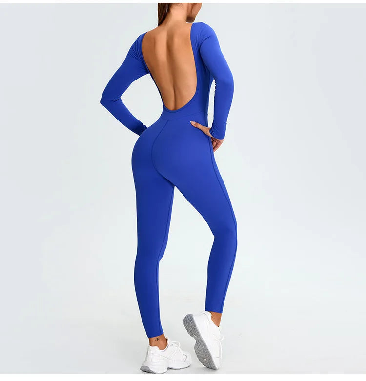 Fitness Rompers Gym Set Women Training Yoga Suit Sportswear Women Sports Jumpsuit Long Sleeved Stretch Push Up Workout Bodysuits